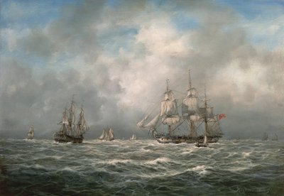 Frigate hove-to, Awaiting a Pilot by Richard Willis